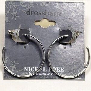 2/$30 Silver tone Open Hoop 1.25" Earrings - Bold Statement - Women's Jewelry
